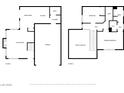 This shows floor 1 with the living room, dining area, kitchen and garage and floor 2 with the bedroom and bathroom at 3440 White Mission Dr, Las Vegas, NV 89129