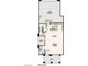 Main level floor plan featuring a kitchen, nook, great room, covered patio, and two car garage at 214 Vanhoy Ave, Henderson, NV 89011