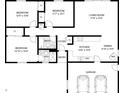 Layout of the house, showing the placement of 3 bedrooms, 2 bathrooms, living room, dining area, and kitchen at 6117 Borden Cir, Las Vegas, NV 89107