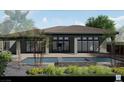 Beautiful backyard rendering showcasing pool, spa, privacy, and large sliding glass doors at 9 Rue Grimaldi Way, Henderson, NV 89011