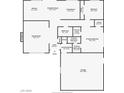 Layout of the house showcasing the kitchen, living room, bedrooms, bathrooms, and garage dimensions at 212 N Torrey Pines Dr, Las Vegas, NV 89107