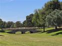 Scenic community green space with mature trees and a walking bridge provides a tranquil setting at 3117 Brightridge Dr, Las Vegas, NV 89134