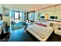 Bright living space with modern decor and a large window showcasing city views at 4381 W Flamingo Rd # 12304, Las Vegas, NV 89103