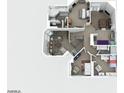 Detailed floor plan showcasing the layout of the entire house, including bedrooms, living spaces and kitchen at 8433 Honeywood Cir, Las Vegas, NV 89128