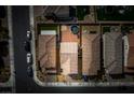 Aerial view showcasing backyard amenities including a trampoline, seating area, and well-maintained surroundings at 1819 Wild Grain Ave, North Las Vegas, NV 89086