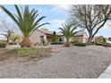 Single-story home featuring desert landscaping including mature palm trees and stone accents at 2052 Powder Springs St, Henderson, NV 89052