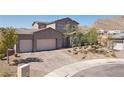 Well-maintained two-story home with brick driveway and three-car garage at 4001 Turquoise Falls St, Las Vegas, NV 89129
