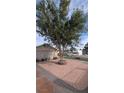 Exterior view of the home showcasing an expansive brick driveway and mature shade tree at 1910 Hoover St, North Las Vegas, NV 89030
