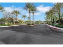 View of the Bel Etage community entrance with mature palm trees and greenery at 3728 White Lion Ln, North Las Vegas, NV 89084