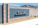Image of the Talus community sign with modern design and professional landscaping at 10165 Canyon Mantle St, Las Vegas, NV 89166
