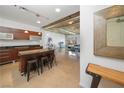 Modern kitchen area with a view and breakfast bar and stainless appliances at 900 Las Vegas Blvd # 903, Las Vegas, NV 89101