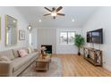 Comfortable living room with contemporary design elements, a ceiling fan, and an entertainment area at 1701 E Katie Ave # 68, Las Vegas, NV 89119