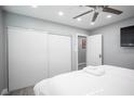 Bedroom boasts hardwood floors and a spacious closet at 120 Chartan Ave, Las Vegas, NV 89183