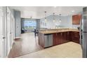 View of a spacious condo kitchen featuring stainless appliances and an open floor plan at 150 Las Vegas Blvd # 918, Las Vegas, NV 89101