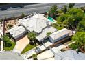 Aerial view of an estate with a well-manicured lawn, pool, three car garage, and a detached guest house at 1601 Fairgate Ct, Las Vegas, NV 89117