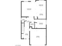 Here is the floor plan for the lower level featuring a living room, kitchen, bedroom, and garage at 9871 Magnus Ct, Las Vegas, NV 89178