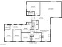 Detailed floor plan showcasing the layout of the home, including bedrooms, bathrooms, living spaces, and hallways at 1812 Ivanhoe Way, Las Vegas, NV 89102