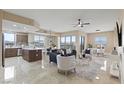 Spacious living room with stylish furniture, dining area, and great views at 8255 Las Vegas Blvd # 802, Las Vegas, NV 89123
