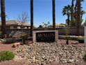 Close up of the Avalon at Seven Hills community sign with stone landscaping and palm trees at 2900 Sunridge Heights Pkwy # 816, Henderson, NV 89052