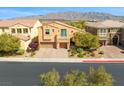 Aerial view showcasing this home's proximity to nearby mountains and landscaping at 4212 Hawks Glide Ave, North Las Vegas, NV 89084
