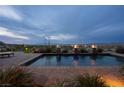 Backyard pool with fire features and mountain views at 1123 Christian Rd, Henderson, NV 89002