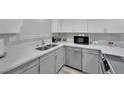 Modern kitchen with white cabinets, stainless steel appliances, and plenty of counter space at 2080 Karen Ave # 1, Las Vegas, NV 89169