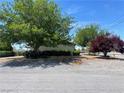 Property features mature trees, well-maintained hedges, rock landscaping, and a charming desert aesthetic at 881 E Calvada Blvd, Pahrump, NV 89048