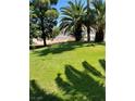 Expansive green lawn is framed by a canopy of mature trees, creating a private yard at 1385 Ringe Ln, Las Vegas, NV 89110