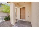 Close-up of the home's front door, showing the entrance and surrounding landscaping at 8174 Amphora St, Las Vegas, NV 89139