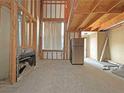 Partially framed basement shows a stainless fridge, a window for natural light, and visible construction elements at 2471 Old Forge Ln # 103, Las Vegas, NV 89121