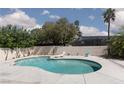 Backyard pool surrounded by lush greenery and a concrete patio with lounge chairs at 2712 Sidonia Ave, Las Vegas, NV 89102