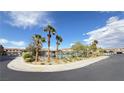 Community pool area with palm trees, lounge chairs, and a secure fence at 6247 Milford Sound St, Las Vegas, NV 89148