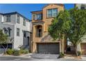 Charming exterior view of the home featuring a private balcony and drought-tolerant landscaping at 9526 Summer Furnace St, Las Vegas, NV 89178