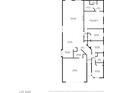 Detailed floor plan showcasing layout of living room, bedrooms, kitchen, and bathrooms at 5965 Sierra Medina Ave, Las Vegas, NV 89139