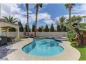 A backyard pool and spa surrounded by mature palm trees offers a relaxing desert oasis at 3005 Stern Dr, Las Vegas, NV 89117