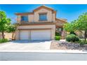 A well-maintained two-story home with a two-car garage and stone facade accents at 81 Alpine Bay Ave, Las Vegas, NV 89148