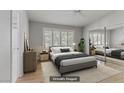 Relaxing bedroom features a comfortable bed and mirrored closet doors at 8450 Alta Dr # 220, Las Vegas, NV 89145