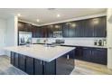 Modern kitchen boasts dark cabinetry, stainless steel appliances, and a large center island at 9732 Abel Cliff St, Las Vegas, NV 89143