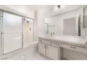 Modern bathroom with sleek vanity, frameless shower, and marble floors, creating a spa-like feel at 2520 Springridge Dr, Las Vegas, NV 89134