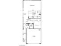 First floor plan featuring an entry, bedroom, bathroom, garage, kitchen, great room, and porch at 6574 Tumoulin St, Las Vegas, NV 89148