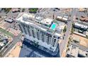 Top-down aerial view of a condominium building that includes a pool on the roof at 900 Las Vegas Blvd # 1014, Las Vegas, NV 89101