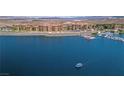Breathtaking aerial view showcasing waterfront living and a boat dock at Lake Las Vegas at 20 Via Mantova # 306, Henderson, NV 89011