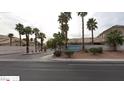 Community street view featuring mature palm trees and manicured landscaping at 1401 N Michael Way # 244, Las Vegas, NV 89108