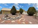 Beautiful home exterior featuring desert landscaping and mature trees at 6460 Wagon Wheel Ct, Pahrump, NV 89061