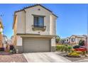 Inviting two-story home with a well-maintained front yard, garage, and charming architectural details at 3592 Gloucester Gate St, Las Vegas, NV 89122
