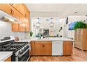 Modern kitchen features ample wood cabinets, stainless steel appliances, and a central island perfect for meal prep at 10823 Drake Ridge Ave, Las Vegas, NV 89166