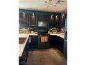 Modern kitchen featuring sleek black cabinets, updated appliances, and ample counter space at 10403 Fancy Fern St, Las Vegas, NV 89183