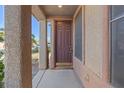 Close-up of a private front door with portico and privacy window at 227 Palmarosa St, Henderson, NV 89015
