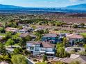 An aerial view of the neighborhood, the Las Vegas skyline, and desert landscape at 2 Yorkridge Ct, Henderson, NV 89052