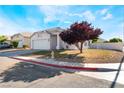 Lovely single-story home with a two-car garage, desert landscaping, and a beautiful leafy tree at 3839 Dusty Glen Ct, North Las Vegas, NV 89032